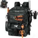 KastKing BaitSpace Fishing Tackle Backpack with Removable Bait Binder,2 Rod Holders, Storage for Fishing Gear and Equipment