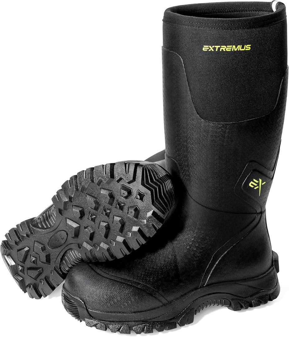 Extremus MudRidge Hunting Boots by KastKing, Mens Waterproof Insulated Rubber Boots with 6mm Neoprene, All-terrain Anti-slip Sole, Warm Cold Weather Hunting, Fishing, Hiking & Farm Boots