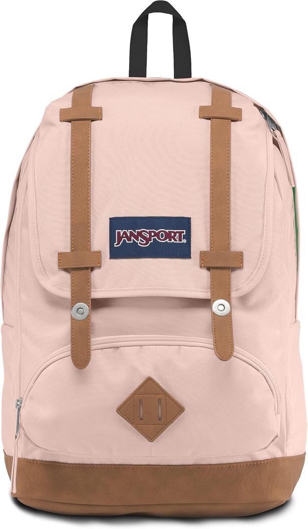 JanSport Cortlandt Laptop Backpack, Misty Rose, 15 Laptop Sleeve-Synthetic Leather Shoulder Computer Bag with Large Compartment, Padded Straps-Book Rucksack for Men, Women