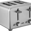 BELLA 4 Slice Toaster with Auto Shut Off - Extra Wide Slots and Removable Drop-Down Crumb Tray with Cancel and Reheat Function - For Texas Toast, Large Bread & Bagel, Stainless Steel
