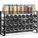 JONYJ 4 Tier Stackable Seasoning Rack Organizer, Detachable Countertop Spice Jar Rack for Cabinet, Freestanding , Black Frosted Iron Kitchen Counter Shelf (1 Flat layer 3 Tilt layer)