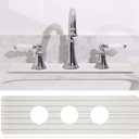 Teenyyou 3 Hole Faucet Mat for Kitchen Sink 16.1" x 5" Kitchen Faucet Absorbent Mat Diatomite Splash Guard for Sink Quick Drying Stone Drip Catcher for Bathroom Counter