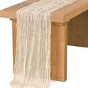 Ling's Moment 10Ft Ivory Cheesecloth Table Runner Beige Cream White Table Runners Gauze Semi-Sheer Tablecloth for Wedding Party Bridal Shower Decor