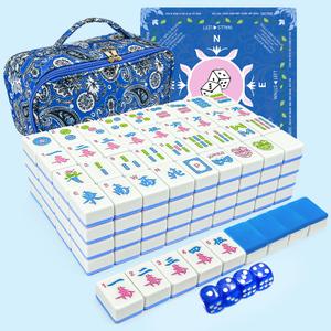 Gartu American Mahjong Tile Set, 166 White Tiles (1.2”), Mahjong Tile Set with Carrying Bag, Dice, Mat, Cute Mini Tiles, Portable Travel Complete Game Set for Home Outdoor, Gift for Enthusiasts