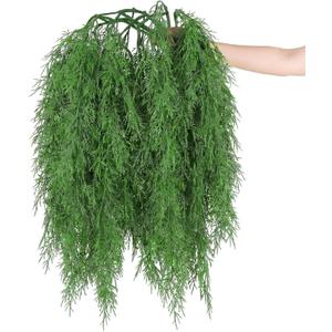 Suncalla 24 Pcs Artificial Hanging Plants 38 Inch Artificial Dragon Beard Grass Wall Hanging Decor Faux Dark Green Leaf Garland Simulated Wedding Floral Arrangement for Home Garden Party Supplies