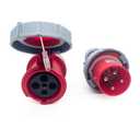 1Set 63A 4Pin Male+Female Connector(Compatible with 60amp),Industrial Waterproof Receptacle, IP67 Aviation 3Phase Plug&Socket,for High-Power Equipment,IEC60309 3P+E 6H