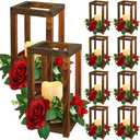 Hushee 30 Pcs Integrated Wedding Lantern Centerpiece Rustic Wooden Holder with Candles and Rings Farmhouse Candle Lantern Decor for Home Valentine Wedding Party Table Decor