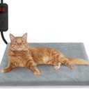 Pet Heating Pad for Cat Dog,Extremely Waterproof Heated Cat Bed Outdoor&Indoor,Adjustable Heated Dog Blanket Mat with 6 Temperature&5 Timers Set,Pet Heater Warmer(Grey,M-17.7" Lx17.7 W) (17.7"L x 17.7"W x 1.3"Th)