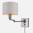 Globe Electric Bernard 1-Light Brushed Steel & White Plug-In Or Hardwire Wall Sconce Fixture