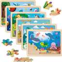 Wooden Puzzles for Kids Ages 4-6, 6 Packs 30 PCs Jigsaw Puzzles for Kids Ages 3-5 | 4-8, Wooden Puzzles for Toddler Children Learning Educational Puzzles Toys for Boys and Girls
