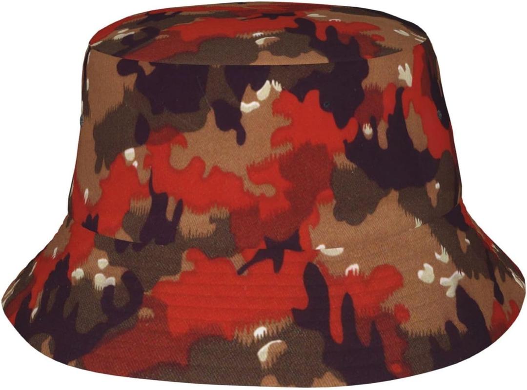 Bucket Hat Fashion Sun Cap Packable Outdoor Fisherman Hats Summer Beach Travel Fishing Hat for Women and Men (One Size, Flame Camo Camouflage Fashion Hunting)