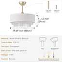 20" Gold Fandelier Ceiling Fans with Lights, Crystal Boho chandelier Ceiling Fan with Light Remote Control, 6-Speed for Bedroom, Living Room, Nursery