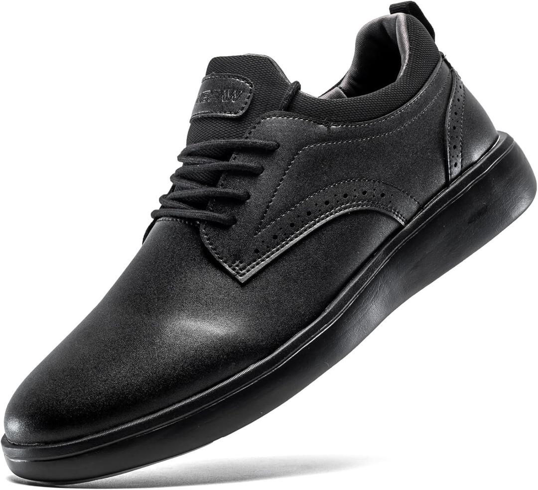 Men's Dress Sneakers Oxfords Shoes Business Wingtip Casual Walking Brogue Shoes (5.5, All Black)