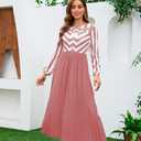 Women's Summer Floral Spaghetti Strap Long Maxi Dresses Low-Cut Bohemian Beach Sundress (Pink, M)