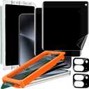 IMBZBK [Auto-Dust Removal] 2 Pack Privacy Screen Protector for Google Pixel 10 Pro Fold, 2 Inside Anti-Spy Film + 2 Front Tempered Glass + 2 Camera Lens Protector Accessories with Installation Frame