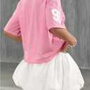 RoseSeek Women's Number Print Mesh Jersey Shirts V Neck Half Sleeve Crop Tops Workout Graphic Tees (S)