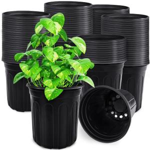 Anyumocz 90Pcs 1 Gallon Nursery Pots for Plants,Plastic Seedling Pot with Drainage Holes,Garden Flower Plant Container for Transplanting,Succulents,Cuttings(Black)