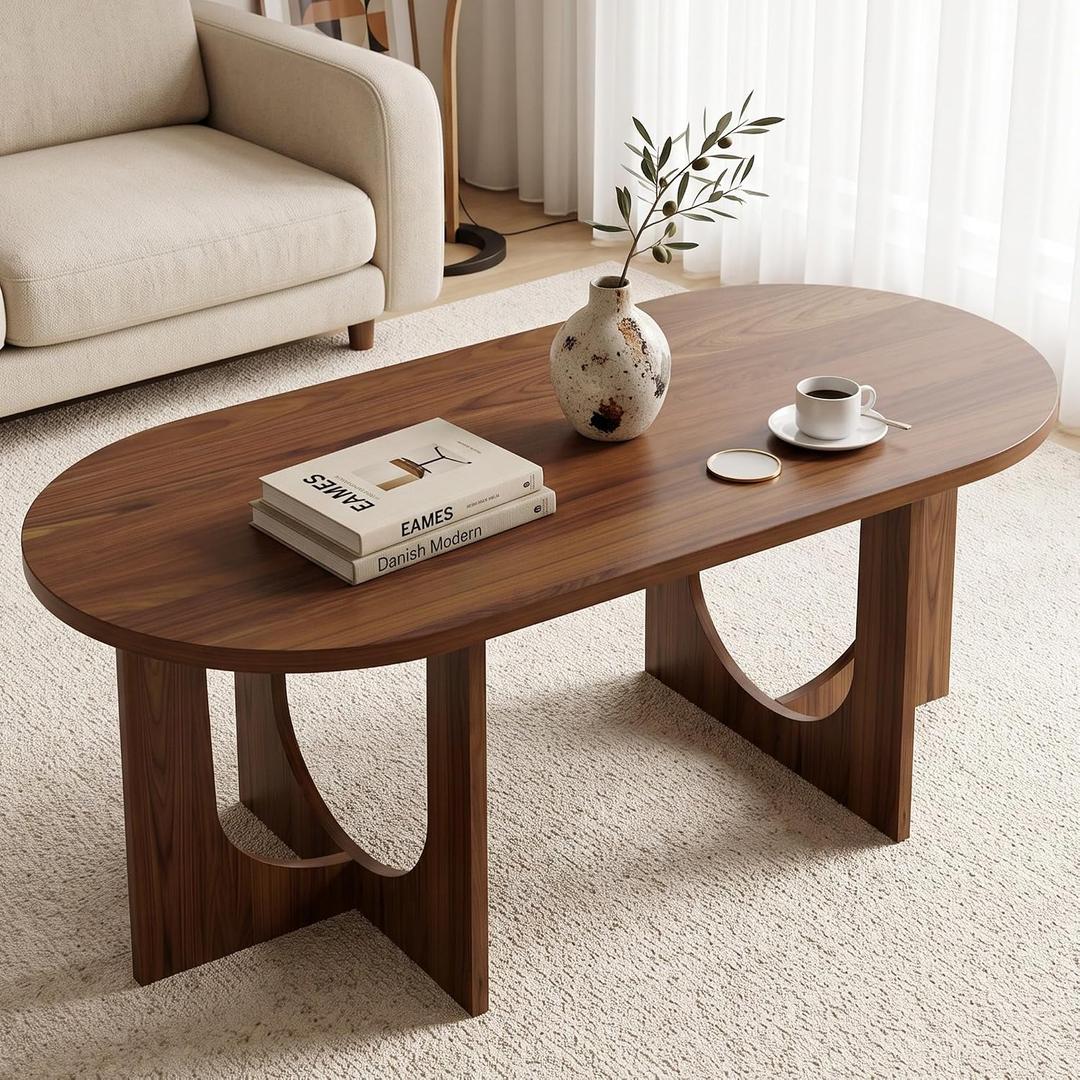 Oval Coffee Table Modern Center Table for Living Room or Home Office, 39.4 x 18.9 x 17.7 inches