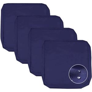Sqodok Patio Cushion Covers 19x19 Waterproof Outdoor Cushion Covers Replacement 4-Pack Patio Cushion Seat Covers with Ties for Sectional Sofa, Wicker Chair, Blue