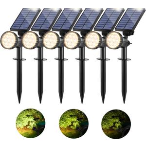 800 Lumens Solar Powered Spot Lights Outdoor - Adjustable Solar Flood Lights with 30 LEDs, 3 Modes, IP65 Waterproof, Solar Light for Landscape, Yard, Garden, Driveway, Tree, Wall(Warm White, 6-Pack)