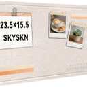 Bulletin Board, 23.5 x 15.5 inches Felt Board Decorative Pin Board, Cork Board Alternative for Wall, Foldable Self-Adhesive Vision Board Mood Board with 20 Pushpins - Oatmeal