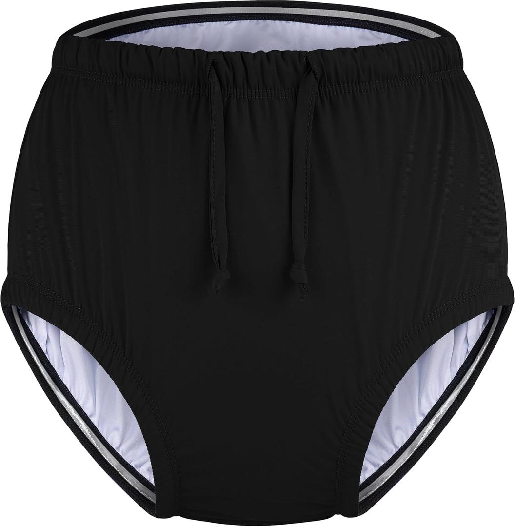 Special Needs Reusable Swim Diaper  Waterproof & Leakproof Incontinence Swimwear for Toddler, Youth & Adult, Unisex Cloth Diaper Cover (Black, S)