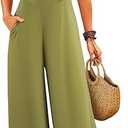 Jumpsuits for Women 2025 Summer Sleeveless Casual Loose Wide Leg Long Pant Rompers One Piece Beach Vacation Outfits Green M