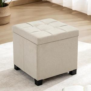 CAROLMADE 17.7" Square Storage Ottoman with Coffee Table