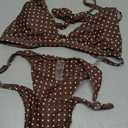 Women's Triangle String Bikini Sets Two Piece Halter Swimsuits Tie Lace Trim Cheeky Bathing Suits Swimwear, Small