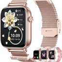 Smart Watches for Women with 4 Bands, 1.83" Fitness Trackers for Android iPhone Pedometer/Sleep/Heart Rate/SpO2 Monitor Smartwatch for Calls/Notifications 110+ Sports Modes 100+/DIY Dials (Rose Gold)