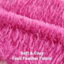 FUTEI Pack of 2 Faux Feather Plush Throw Pillow Covers 18x18 Inch Soft Fluffy Solid Farmhouse Decorative Cushion Cases Modern Luxury Accent for Couch Bed Living Room, Hot Pink