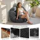 HIGOGOGO Papasan Chair Cushion with Corduroy Cover (Without Chair), 48 x 48 Inch Supportive Cushion, Overstuffed Chair Cushion,Dark Grey