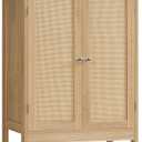 Iwell Storage Cabinet, Rattan Cabinet with Adjustable Shelf, for Living Room, Entryway, Kitchen, Home Office, Nature, 11.8"d X 23.6"w X 31.5"h