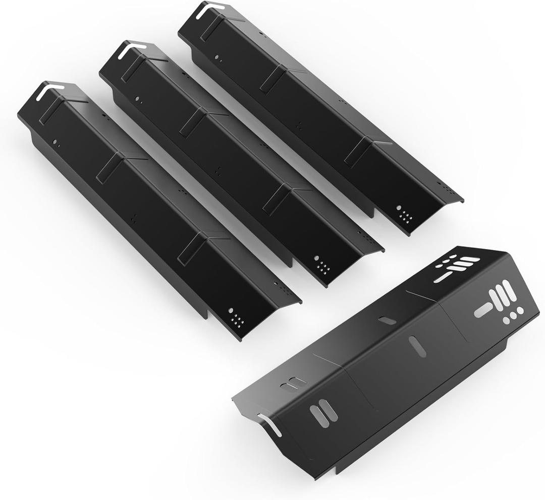 Heat Plates Grill Parts for Dyna Glo DGH450CRP, DGH450CRP-D, DGH450CRN, DGH450CRN-D, DGH451CRP, DGH451CRP-D Grill Models, Porcelain Steel Heat Plates Shield Tent for 4 Burner Grill, 4 Pack