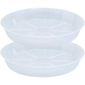 Afrine 2 Pack Plant Saucer Drip Tray 17 inch, Large Heavy Sturdy Plastic Planter Flower Pot Saucers for Indoor Outdoor Garden, Plant Water Drip Trays for pots (17" 2Pack, Clear)