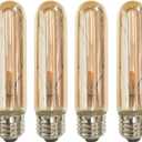 CTKcom T10 E26 Amber LED Light Bulb,Smooth Dimmable T10 Tubular Edison Light Bulbs,2 Watt 120V 2200K Warm White 140 lumens Vintage Edison Light Bulbs 25 Watt Equivalent,4 Pack