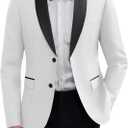 COOFANDY Men Tuxedo Jacket Slim Fit Blazer Suit Jacket Prom Dinner Party Wedding (Medium, White)