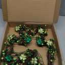 St Patricks Day Wreath for Front Door, Artificial Saint Patrick's Day Door Wreath with Glitter Foam Shamrock Green Berries, St Pattys Wreaths Decorations for Wall Mantel