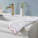 Peri Home 100% Cotton Hand Towel for Bathroom, Embroidered, Soft & Absorbent, 500 GSM, 1 Piece, 16" x 27", White with Blush Scallop
