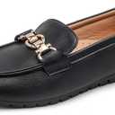 VERDASCO Women's Loafers Comfort Slip-Ons Flat Work Shoes Casual Moccasins Penny Loafers Lady Dress Shoes (Black)