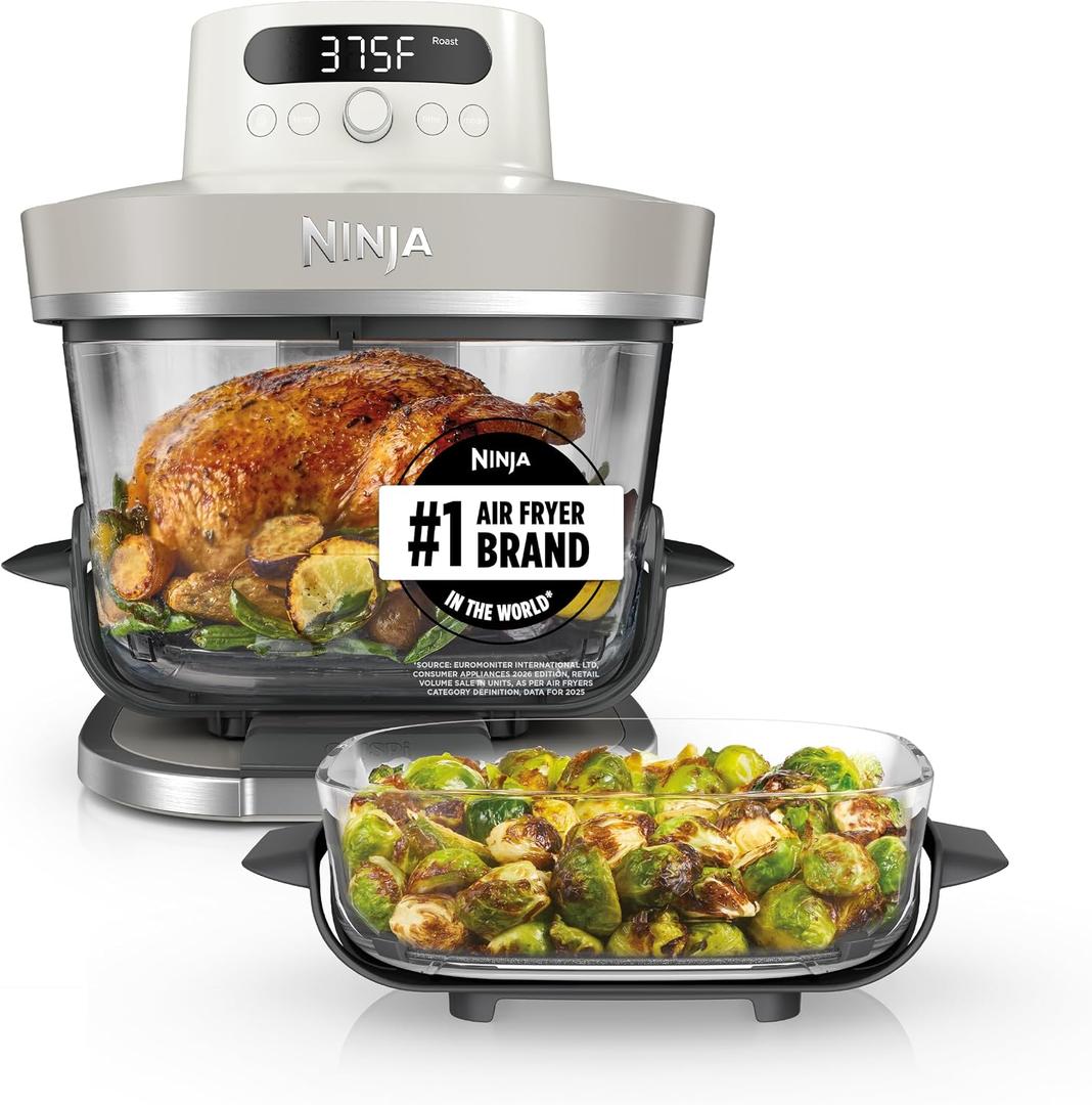 Ninja Crispi Pro Glass Air Fryer, 6-in-1, Bone, AS101LG, 6 Quarts