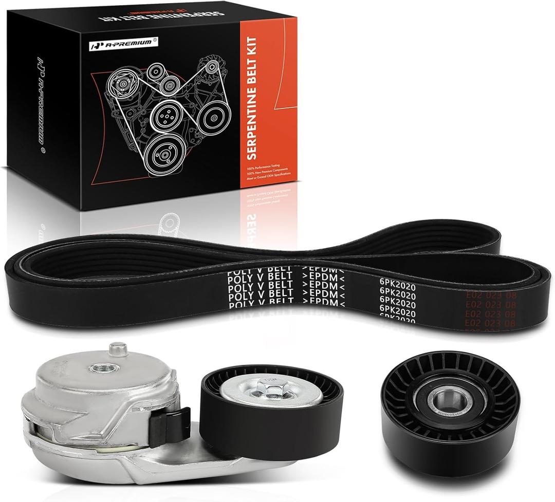 A-Premium Engine Serpentine Belt Drive Kit with Tensioner & Idler Pulley Compatible with Dodge Ram 1500 2500 09-10, Ram 3500 2009 & Ram 1500 11-12, 2500 3500 11-18, 4500 5500 14-16 - OHV V8 5.7L 6.4L
