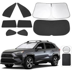 TINGLU Window Shades for Toyota RAV4 2019-2024 2025 Accessories Car Side Full Windows Rear Triangular Windshield Sun Shade Sun UV Rays & Privacy Protection for Camping, Napping,and Relaxing 8PCS