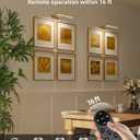 EZVALO Picture Light for Wall, 4800mAh Rechargeable Wireless Remote, 16in Dimmable Magnetic LED Art Display Light with 3 Color Temperatures, for Gallery, Living Room, Bedroom, Hallway (Gold)