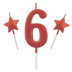 2.75in Red Number 6 Birthday Candles, Happy Birthday Cake Cupcake Toppers Decoration and Celebrating for Adults/Kids Party Baking (2.75in Red Number 6)