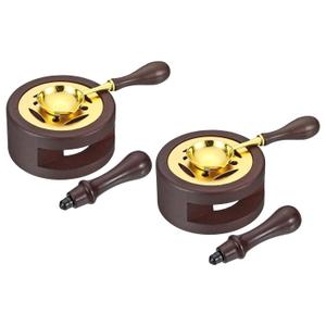 PATIKIL Wax Seal Kit, 2 Set Wax Seal Warmer Melting Spoon Wax Seal Stamp Handle Melt Stove Pot Furnace Tool for Melting Wax Sealing Beads, Brown