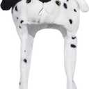 Timiot Cute Plush Animal Character Winter Hat Fun Ski Cap with Detailed Animal Face Long Ear Straps with Pom Pom Ends (One Size, Dalmatian)