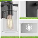 Bathroom Vanity Light,3 Light Matte Black Light Fixture with Thickened Clear Glass Shade, 21 inch Modern Wall Sconce, Bathrooms Vanity Light Over Mirror for Bathroom