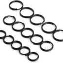 FEGVE Titanium Key Rings Split Rings, Small Keyrings, Jump Rings for Necklaces, Keys, Jewelry Attachment - 15pcs Mix 10/12/14mm (Black)