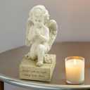 Praying Angel Figurine  6.5" Resin Memorial Angel Statue with Folded Hands, Cherub Remembrance Sculpture with Forever with The Angels Inscription, Sympathy Gift for Loss and Healing